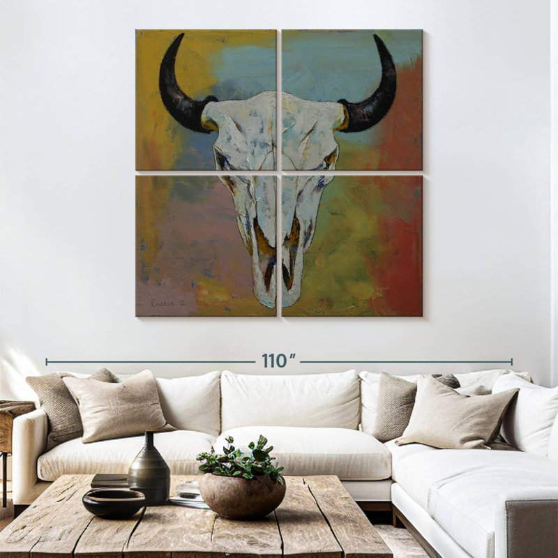 Crâne de bison, H 74 po x l 74 po