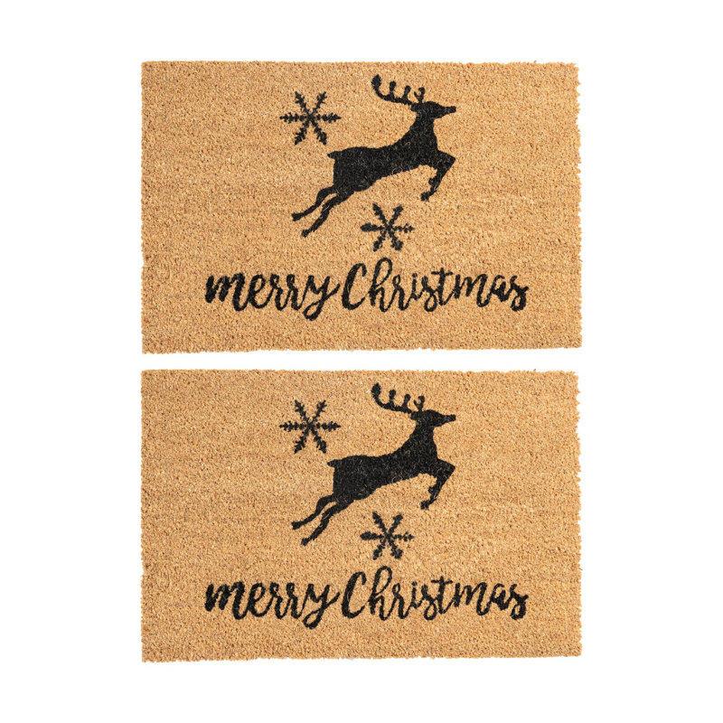 Nicola Spring - Christmas Coir Door Mats - 60 x 40cm - Reindeer