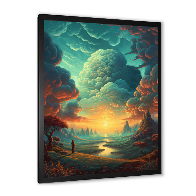 «Look Into Space IV» sur toile, Cadre d'angle fermé noir, H 20 po x l 12 po x P 1 po