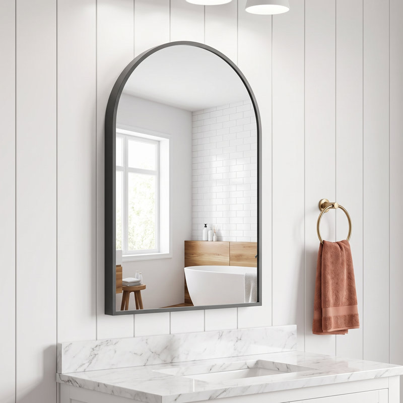Miroir mural arqué en aluminium, 20''×30'', Noir