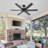 56" Modern Indoor Ceiling Fan with Remote Control, 6-Blade Ceiling Fan with Quiet Reversible DC Motor, Black & Walnut Finish-129389764