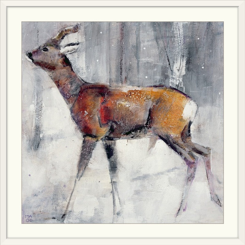 Yusef Buck in the Snow, 2000 ', reproduction d'art, H 32 po x l 32 po x P 1 po, Cadre blanc