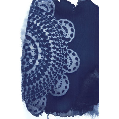 Cyan Doily II - Wrapped Canvas Print