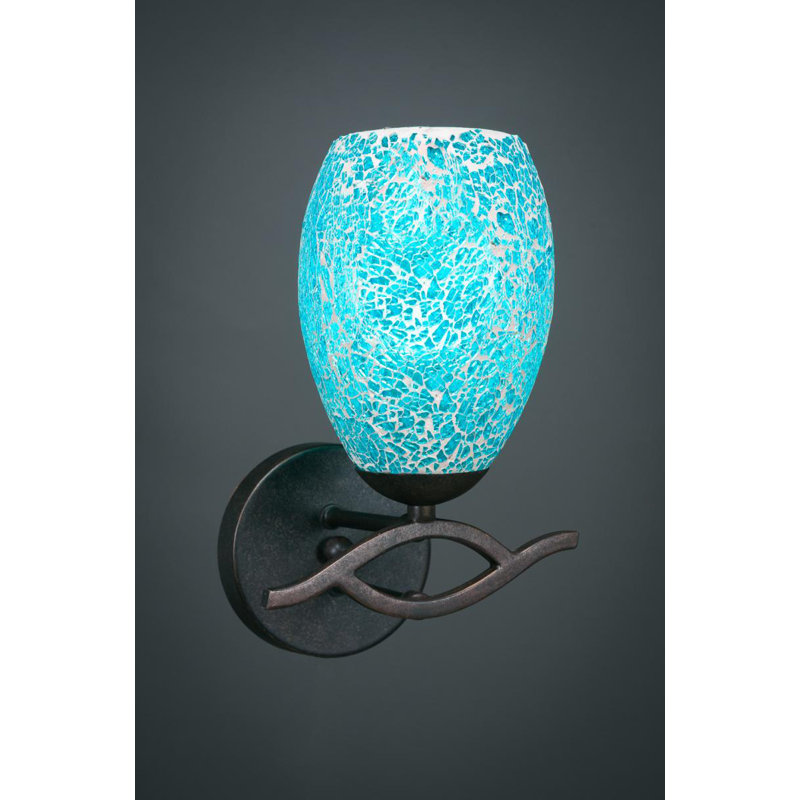 Hiroko Revo Wall Sconce Shown With 5" Black Fusion Glass, Turquoise, Dark Granite