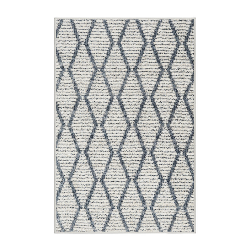 Tapis de zone ivoire contemporaine, Rectangle 5 pi x 7 pi