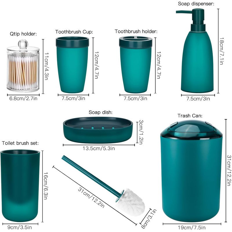 Bathroom Set With Trash Can, Soap Dispenser