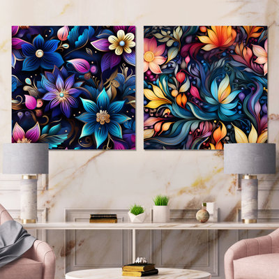 Celian - Ensemble de 2 reproductions d'art mural abstrait botaniques