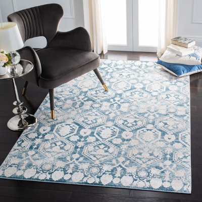 Palermo Viscose Oriental Rug in Blue/Beige