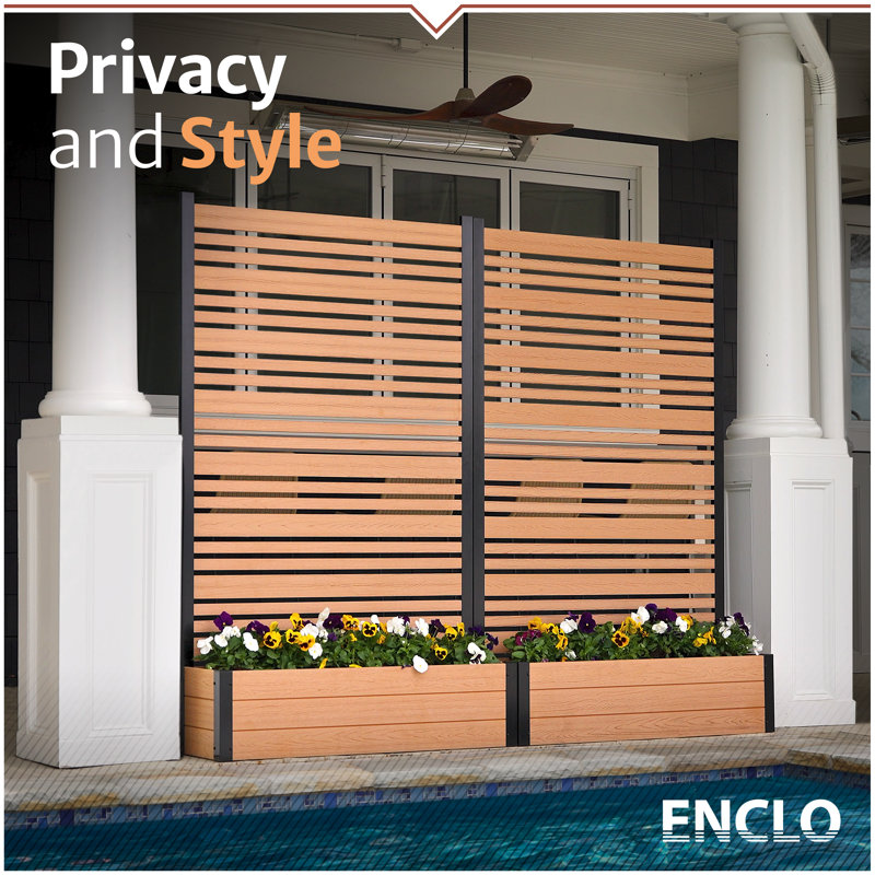 Florence Freestanding Woodtek Vinyl Privacy Screen With Planter Box - Thumbnail 4