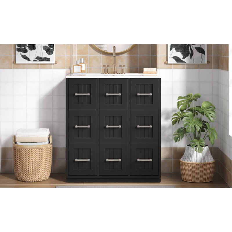 Meuble-lavabo de 30 po avec lavabo encastré et tiroirs, surface peinte, portes à fermeture en douceur, armoire de salle de bain avec tiroir basculant