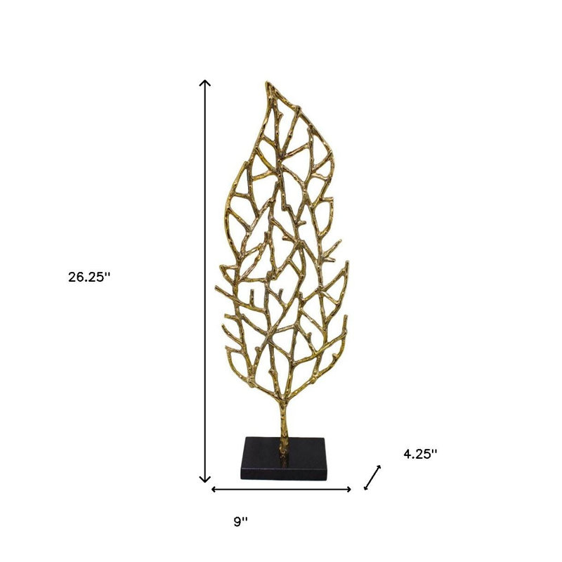 Sculpture de table 26 po feuille d'or et aluminium