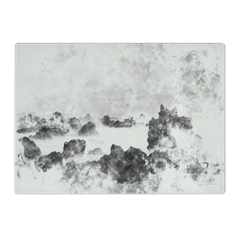 Tempered Glass Waves Against the Rock Watercolour Chopping Board, 28.5 cm x 39 cm