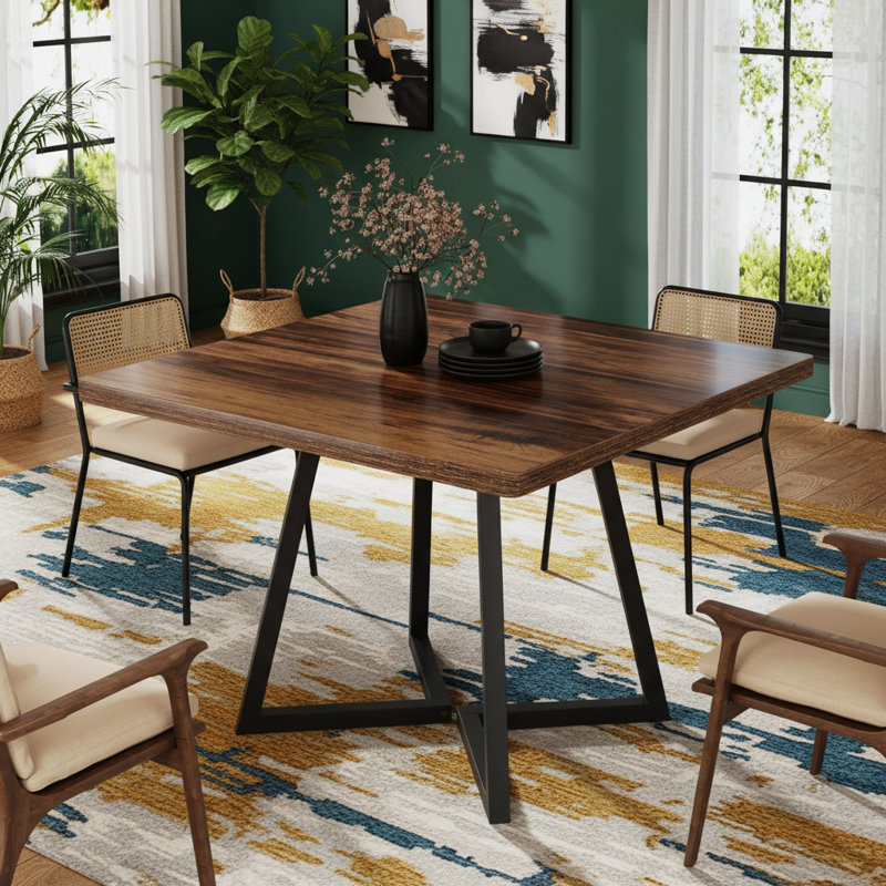 31.5" Square Dining Table, Wood Kitchen Table for 4