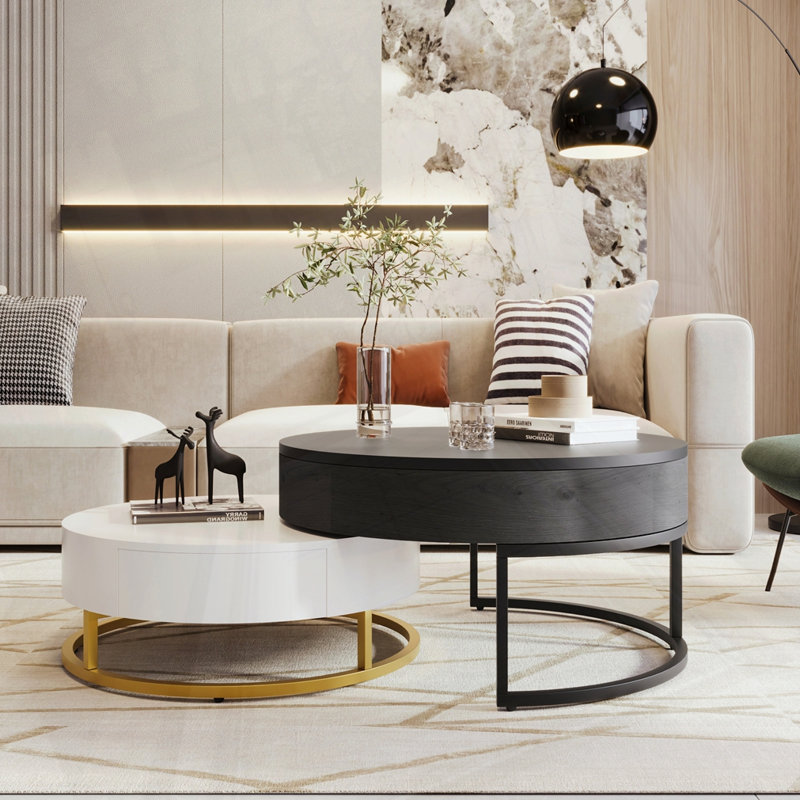Tables basses gigognes Modern Modern, Or/noir, Blanc/Noir