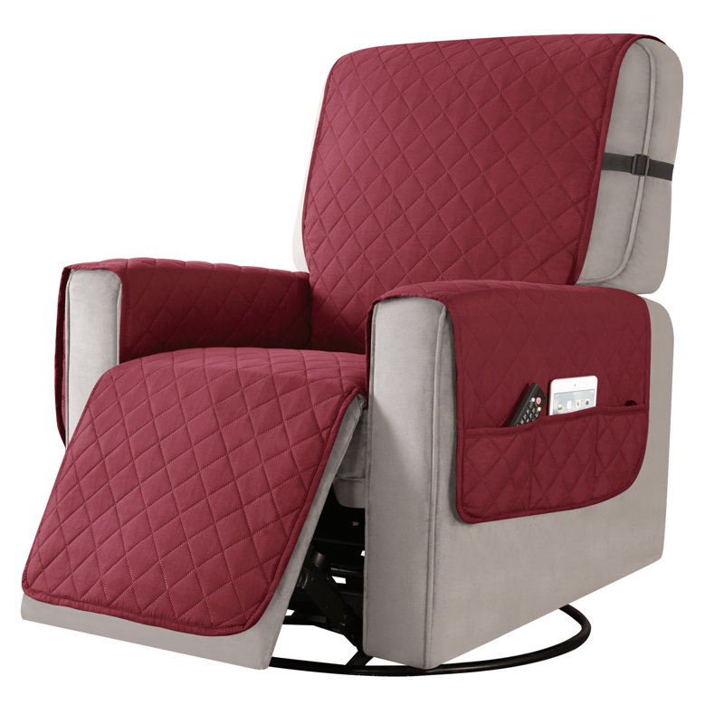 Housse réversible pour fauteuil inclinable à coussins carrés / rectangulaires, Wine Red, Large 0.2"H x 91"W x 82"D