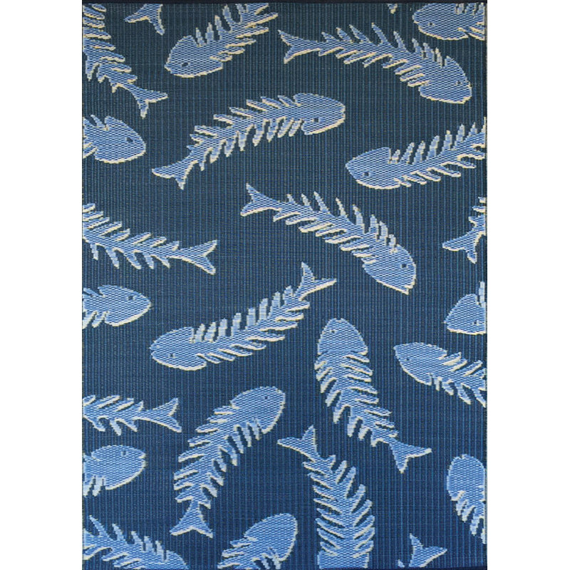 Tapis décoratif intérieur/extérieur en polypropylène à motif de fishbone, Rectangle de 4 pi x 6 pi