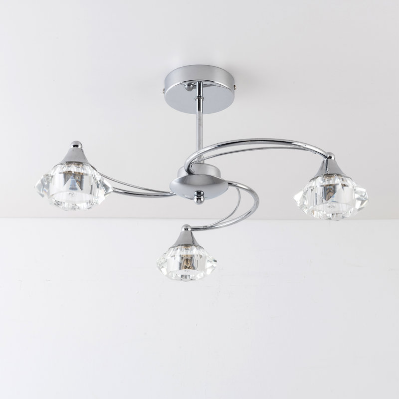 Rivale Glass Semi Flush Mount, Polished Chrome
