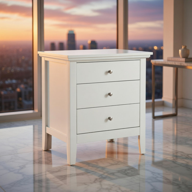 Table de chevet élégante blanche