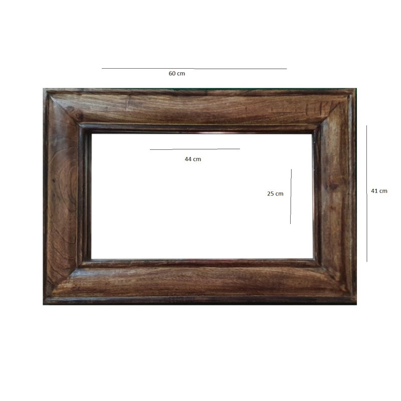 Adriano Solid And Engineered Wood Flat Mirror, Brown, 41cm H x 60cm W 