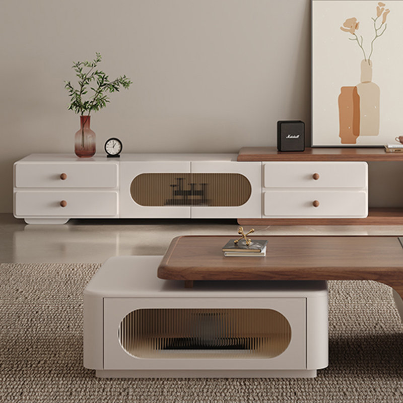 Table basse à rallonge en bois avec tiroirs