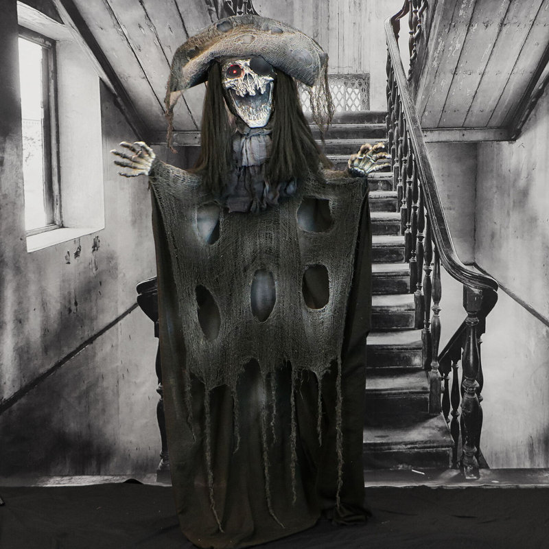 Haunted Hill Farm Shaking Skeleton Pirate with LED Eyes