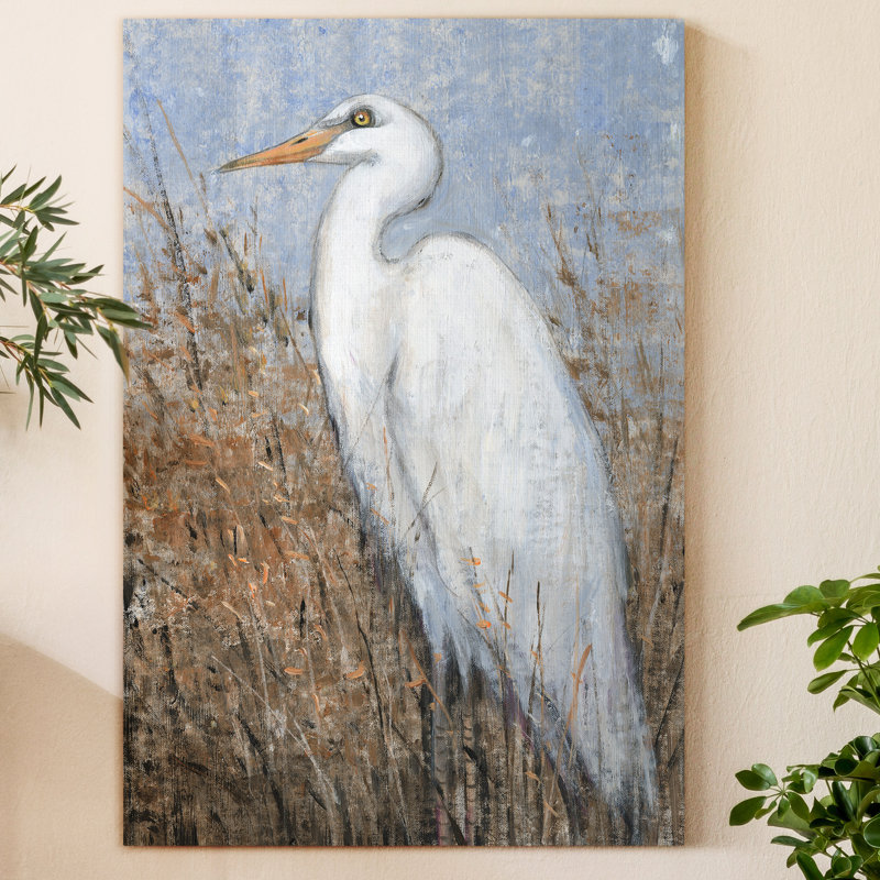 « White Heron II », reproduction d’art sur toile tendue, H 12 po x l 8 po x P 1,5 po