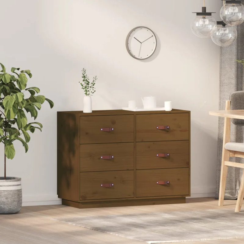 Levenia 100cm Solid Wood Sideboard, Honey Brown