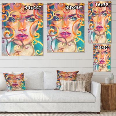 «Beautiful Multicolor Woman Portrait II», décoration murale sur toile glam