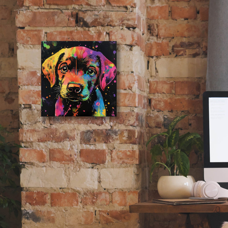  «Wouf Labrador Retriever» par Rich Monet, art mural sur toile, 12 po x 12 po, H 12 po x l 12 po