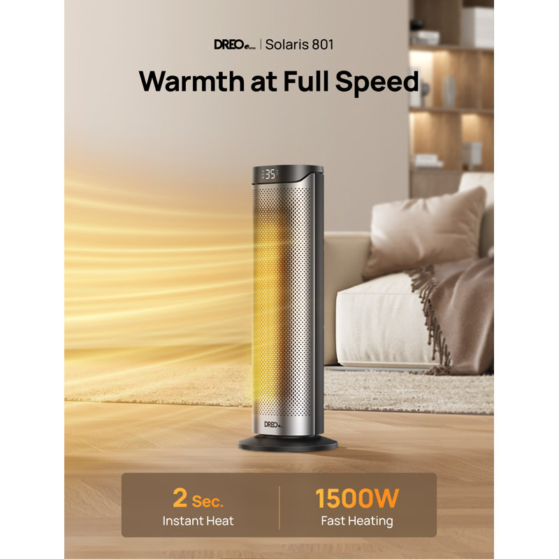 1500w 23 In. Portable Indoor Ceramic Convection Electric Space Heater with Remote, 3-heat Levels In Black