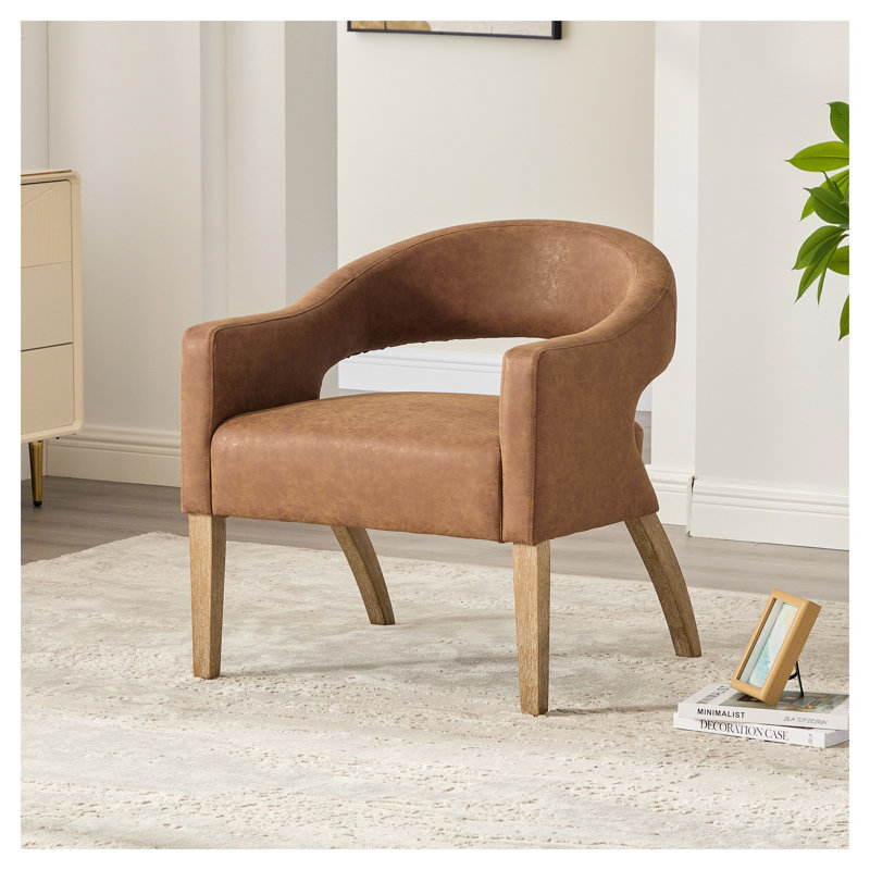 Fauteuil demi-tonneau Mid-Century, Brown Polyurethane