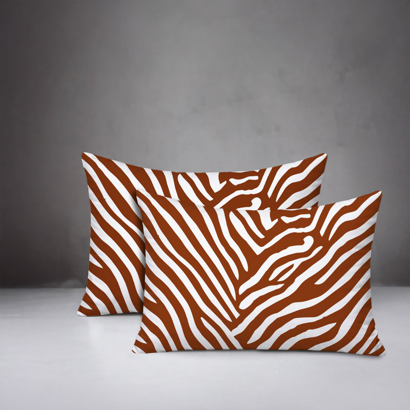 Oreiller réversible intérieur / extérieur à imprimé zébré Kits, 20x14, Burnt Orange