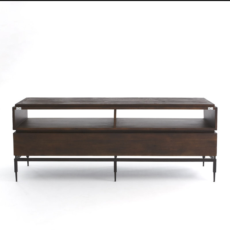 Artisan Hand-Rubbed Mango Wood & Metal Console with Storage