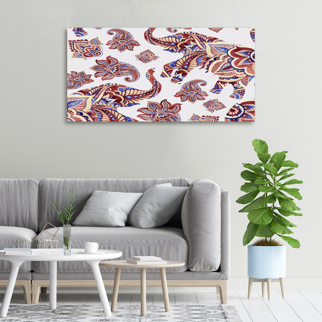 Elefanten Ornamente - Kunstdrucke auf Leinwand - Wrapped Canvas