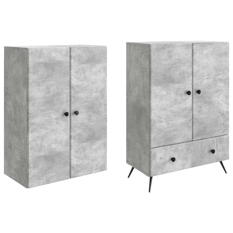 4 -Door 3 Storage Cabinet, Concrete Grey