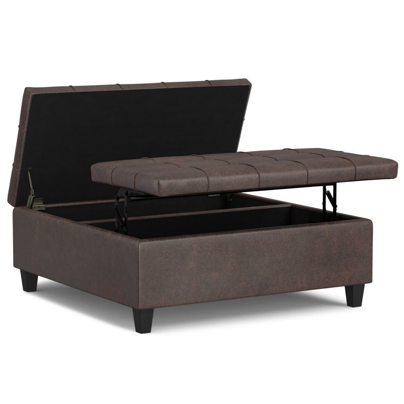Table basse avec repose-pieds Harrison, Brun délavé, H 16,5 po x L 40 po x l 40 po