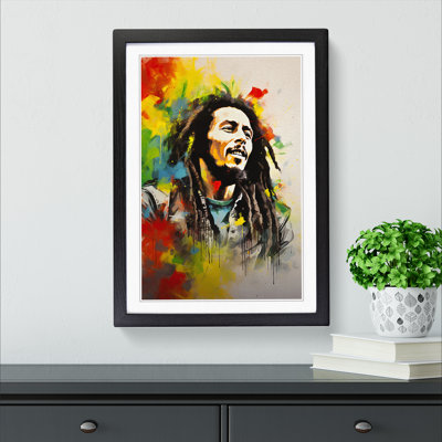 XYZ-FRM-V1223-2161 Bob Marley Dadaism - Single Picture Frame Print on Wood