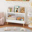 Bibliothèque pour enfants et organisateur de jouets, bibliothèque ouverte en bois à 5 casiers, rangement pour bébé à 2 niveaux avec pieds
