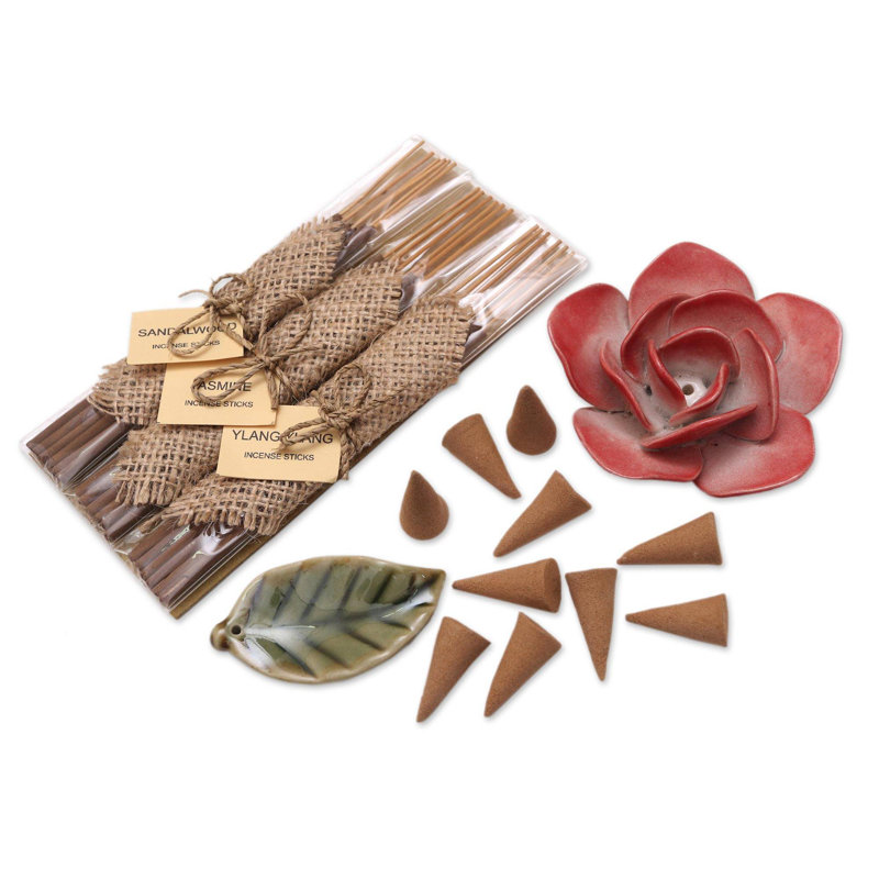 Coffret cadeau bourgogne rose et aromathérapie, Rouge