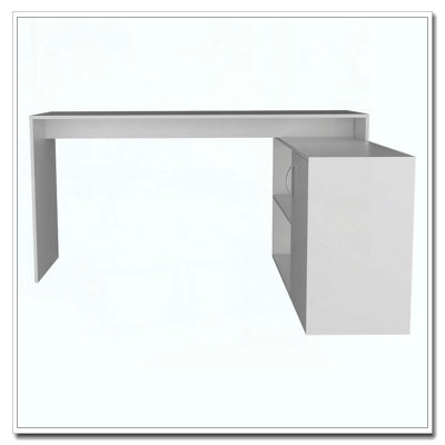 White 1-Drawer 2-Shelf L-Shaped Office Desk