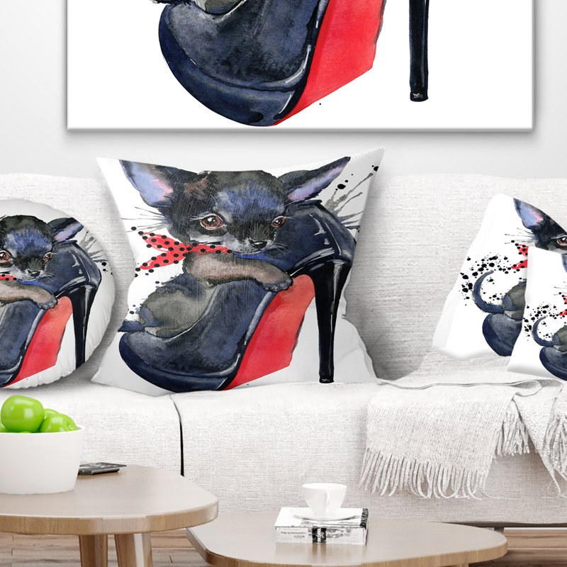 Grand coussin de chaussures à talons animaux jolies, 16 po x 1 po, Coussin décoratif