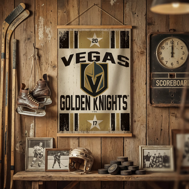 Tapisserie murale en toile 24 po x 36 po Vegas Golden Knights, Golden Knights de Las Vegas