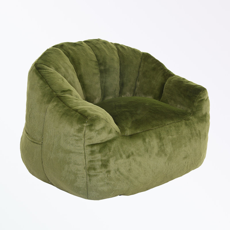 Accent Chair with Armrests and soft cushion, Green Faux Fur