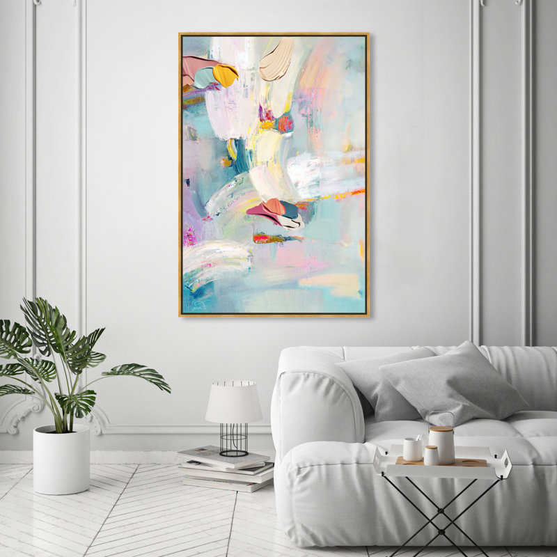 Sunny Chicago - peinture sur toile, H 54 po x l 36 po, Toile avec cadre or