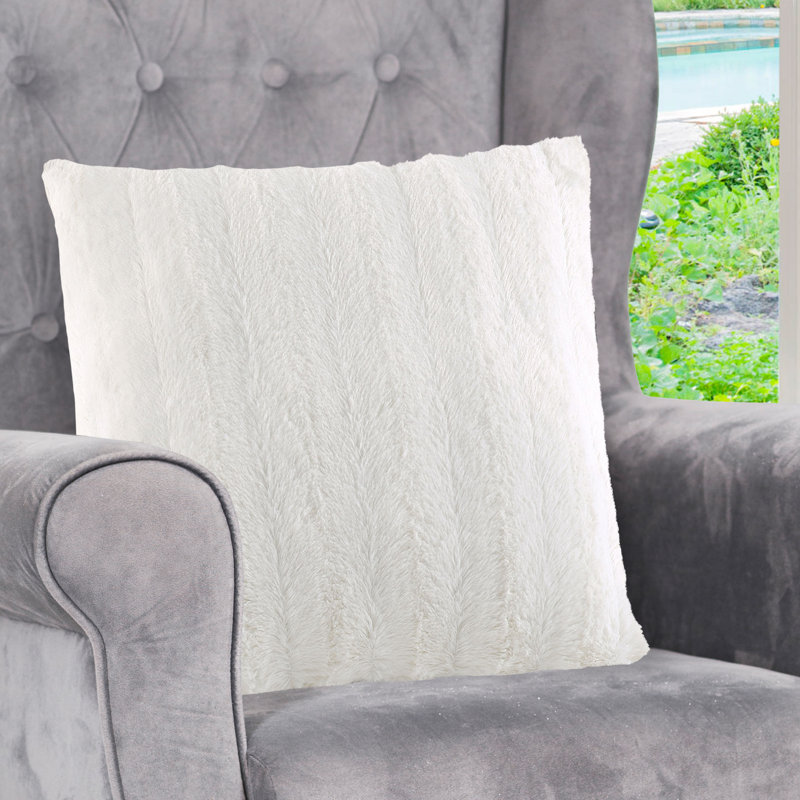 Housse de coussin en similifourrure, 18 po x 18 po, Blanc