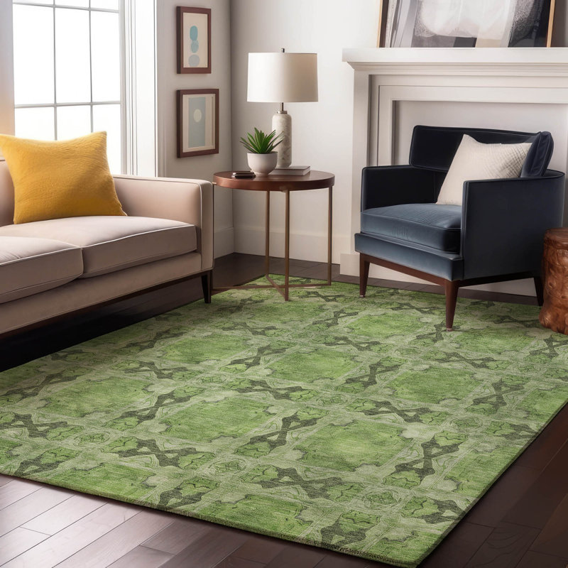 Tapis vert Cerrito AMF564 lavable à la machine de qualité supérieure, Rectangulaire 3 pi x 5 pi