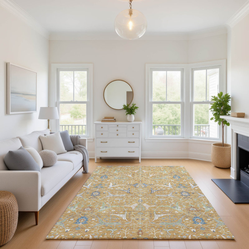 Tapis lavable à la machine de qualité supérieure Mayfield AMF2250, Doré, 5 pi x 7 pi 6 po
