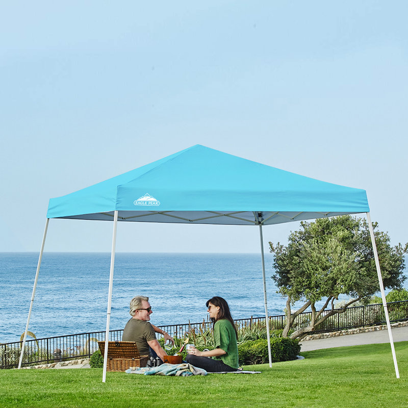 Light Blue 10' x 10' Steel Slant Leg Pop-Up Canopy Tent