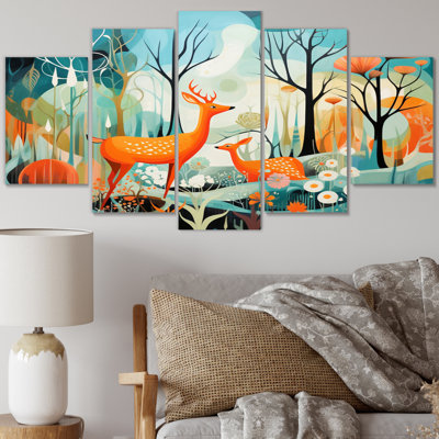 Billups - Art mural sur toile animaux - 5 panneaux