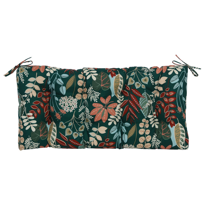 Outdoor 5'' Loveseat Seat Cushion, Green Floral
